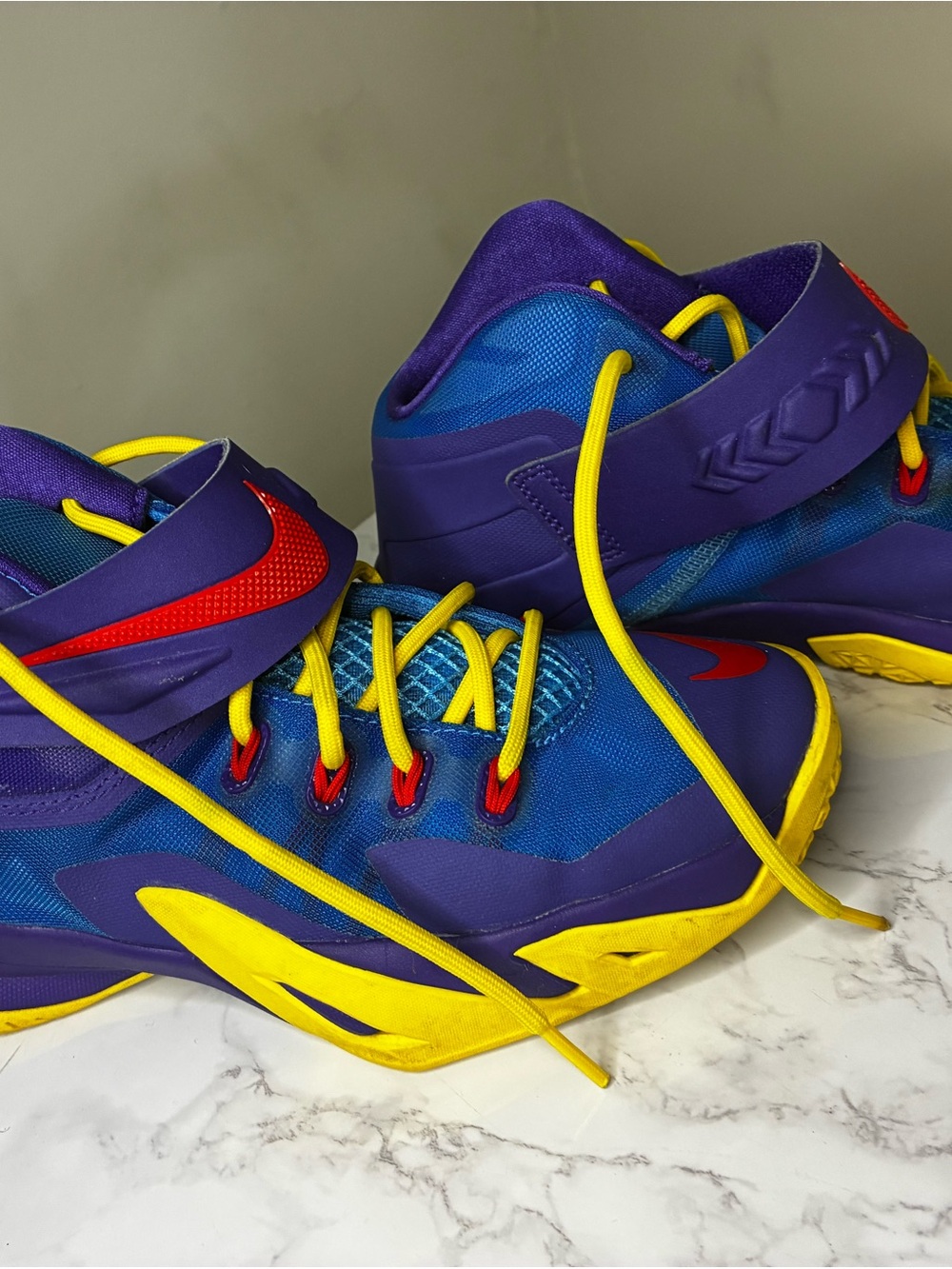 Nike Kids Purple, Blue & Yellow Basketball Sneakers